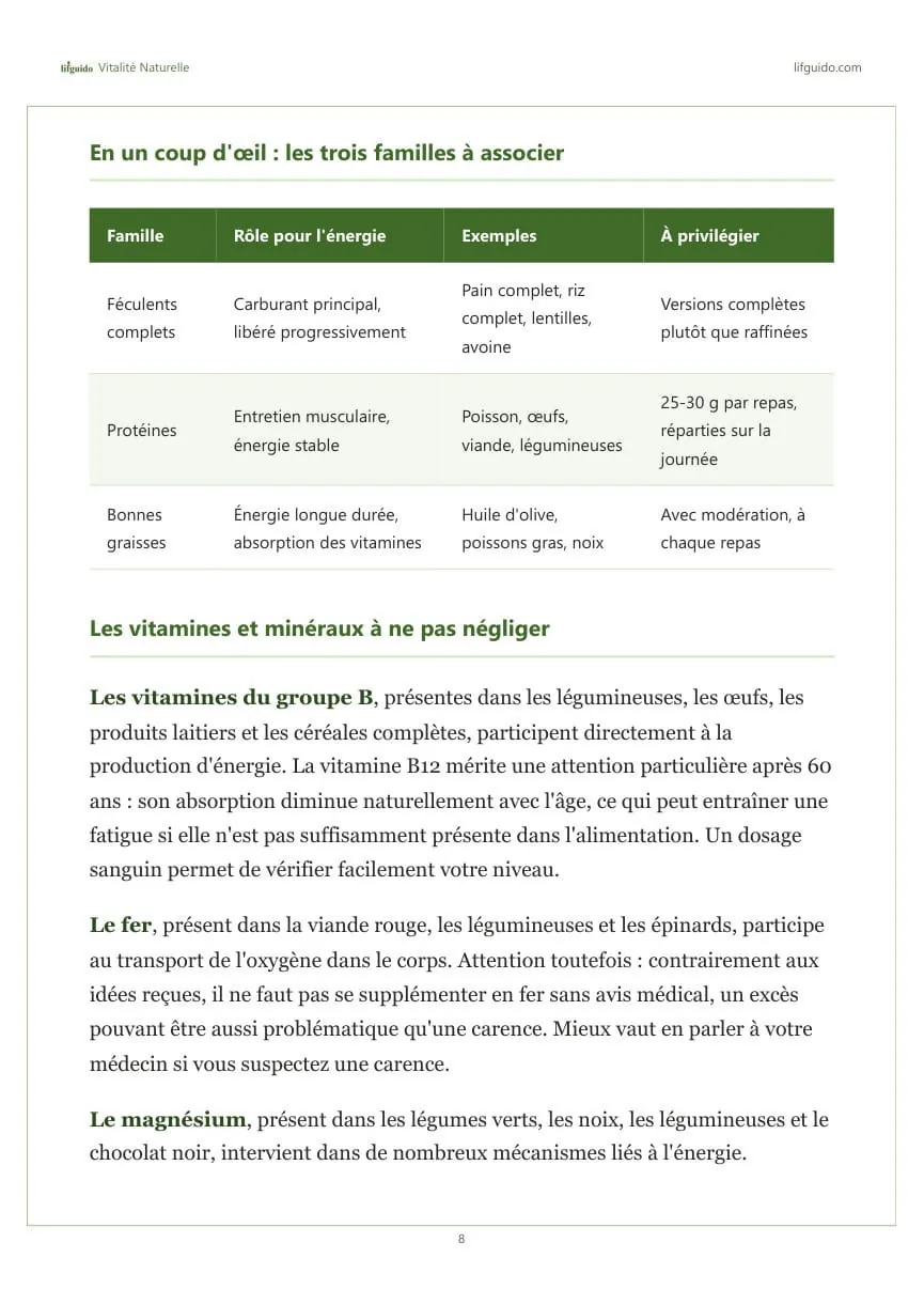 Aperçu d'une page du guide Vitalité Naturelle