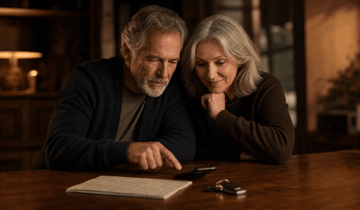 Couple de seniors utilisant le GPS sur un smartphone