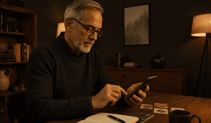 Senior qui organise les applications de son smartphone